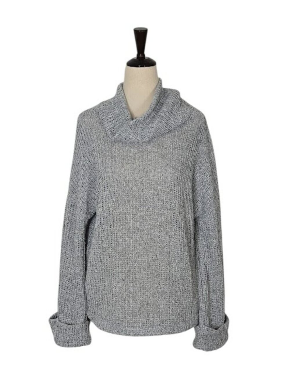 Gibsonlook Gray Cowl Neck Sweater S Flare Sleeve Oversized Knit Pullover NWT